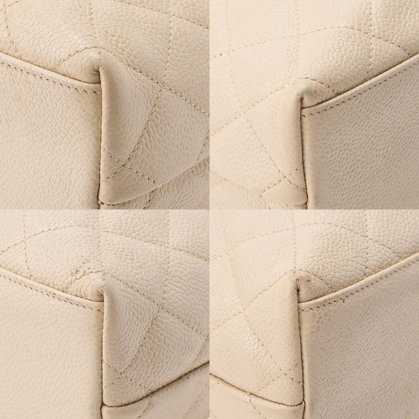 CHANEL Matlasse Upper Coco Mark Shoulder Bag Caviar Skin Beige Gold-Tone Hardware, Pre-Owned