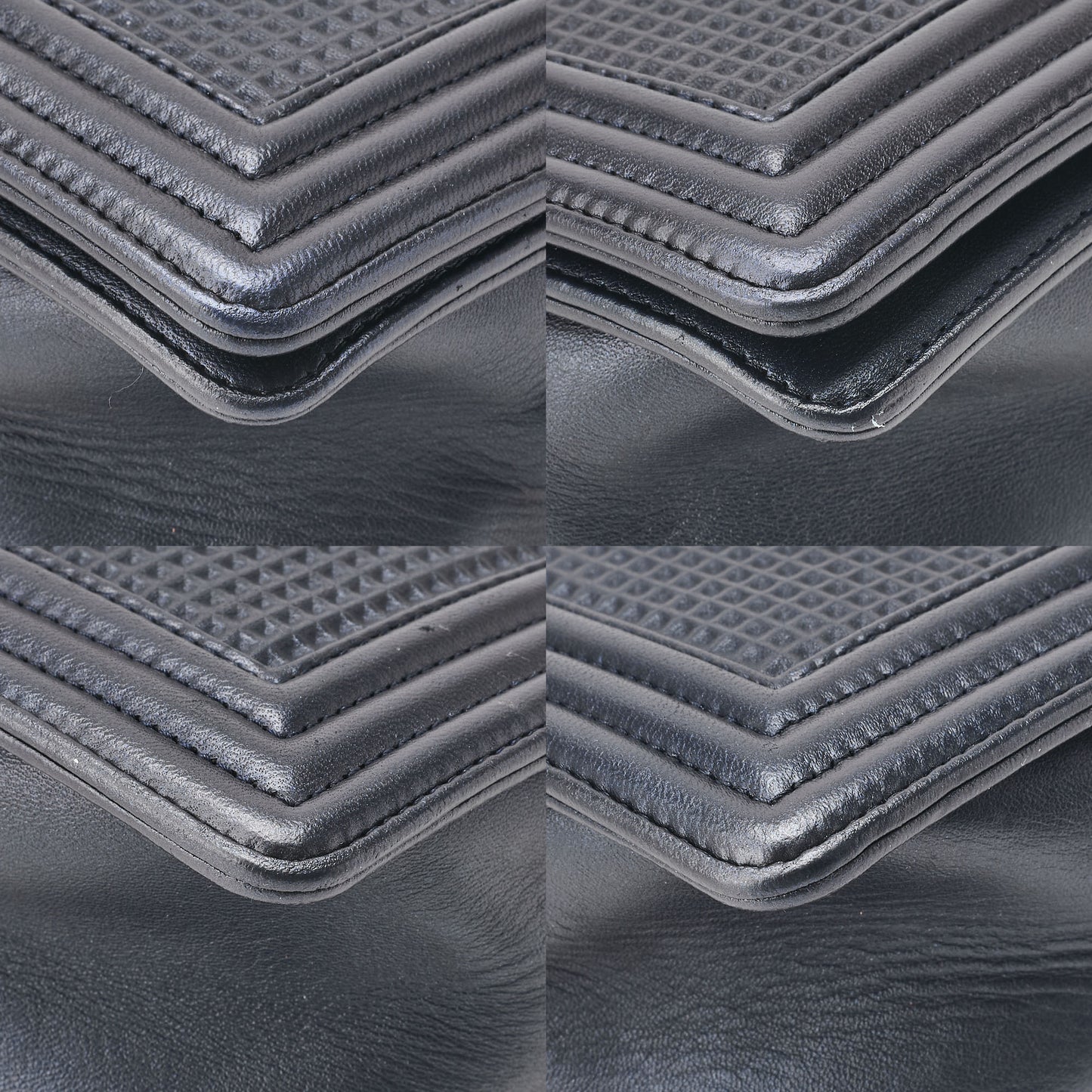 CHANEL Boy Chanel Perforated Design Chain Shoulder Lambskin Navy x Red Large Size Gold-Tone Hardware, Pre-Owned