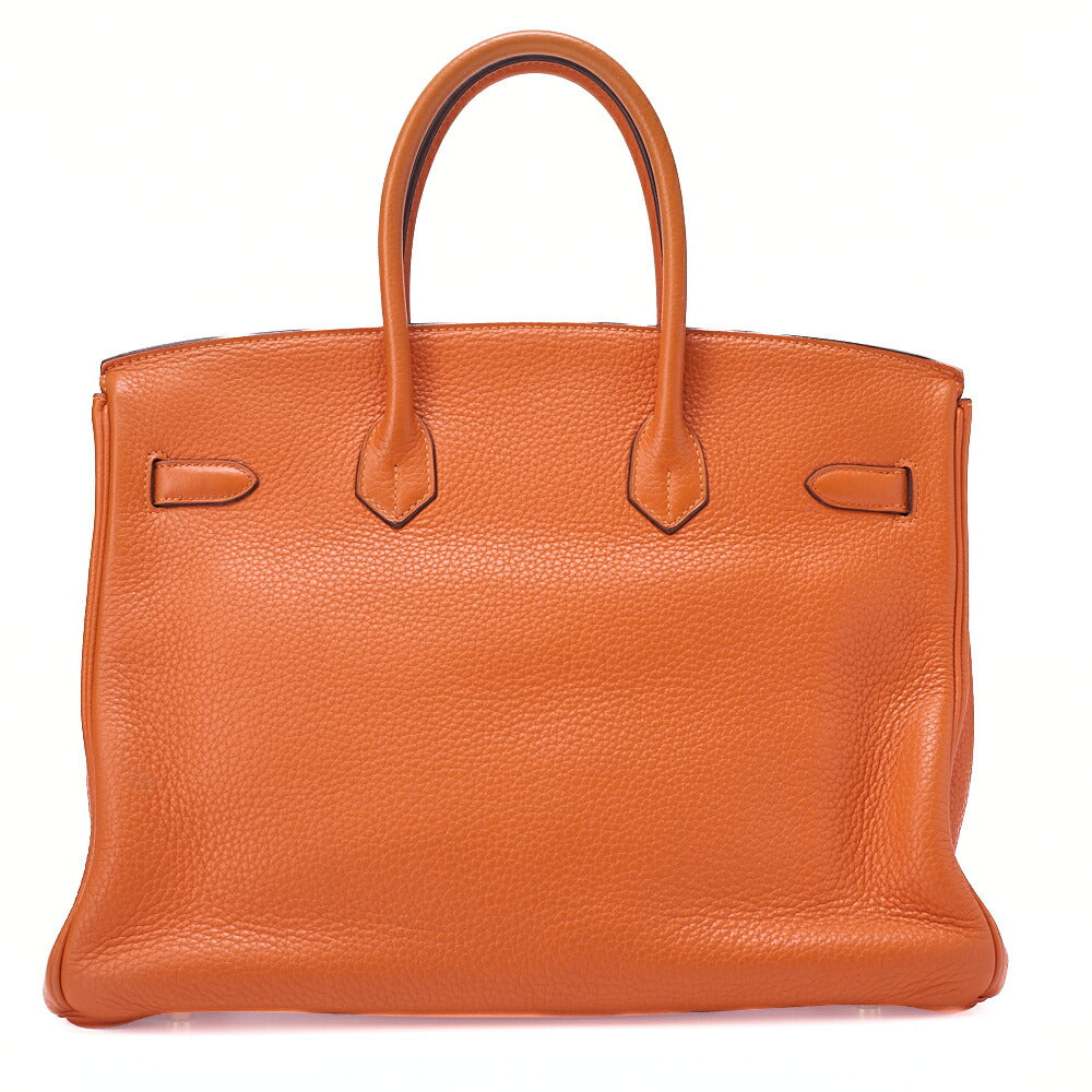 HERMES Birkin 35 Handbag Tryon Cl?ment Orange Gold-Tone Hardware, Pre-Owned
