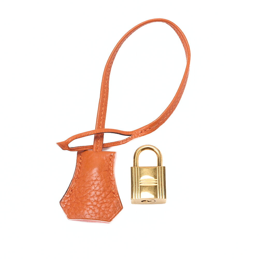 HERMES Birkin 35 Handbag Tryon Cl?ment Orange Gold-Tone Hardware, Pre-Owned