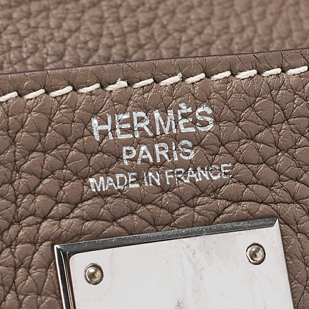 HERMES Kelly 32 Handbag Inseam Tryon Clemence Etoup Silver-Tone Hardware, Pre-Owned