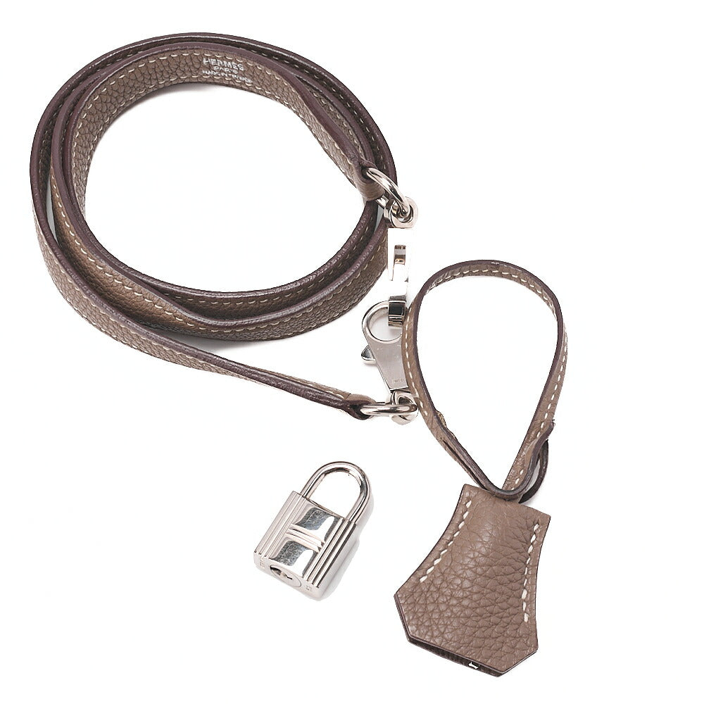 HERMES Kelly 32 Handbag Inseam Tryon Clemence Etoup Silver-Tone Hardware, Pre-Owned