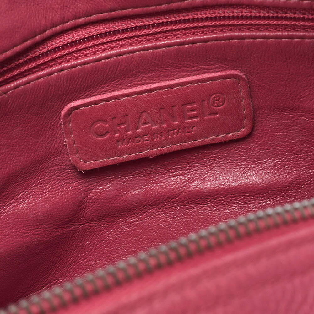 CHANEL Handbag Boston Bag Caviar Skin x Enamel Matelassé Coco Mark Rose Pink x Beige Silver-Tone Hardware, Pre-Owned