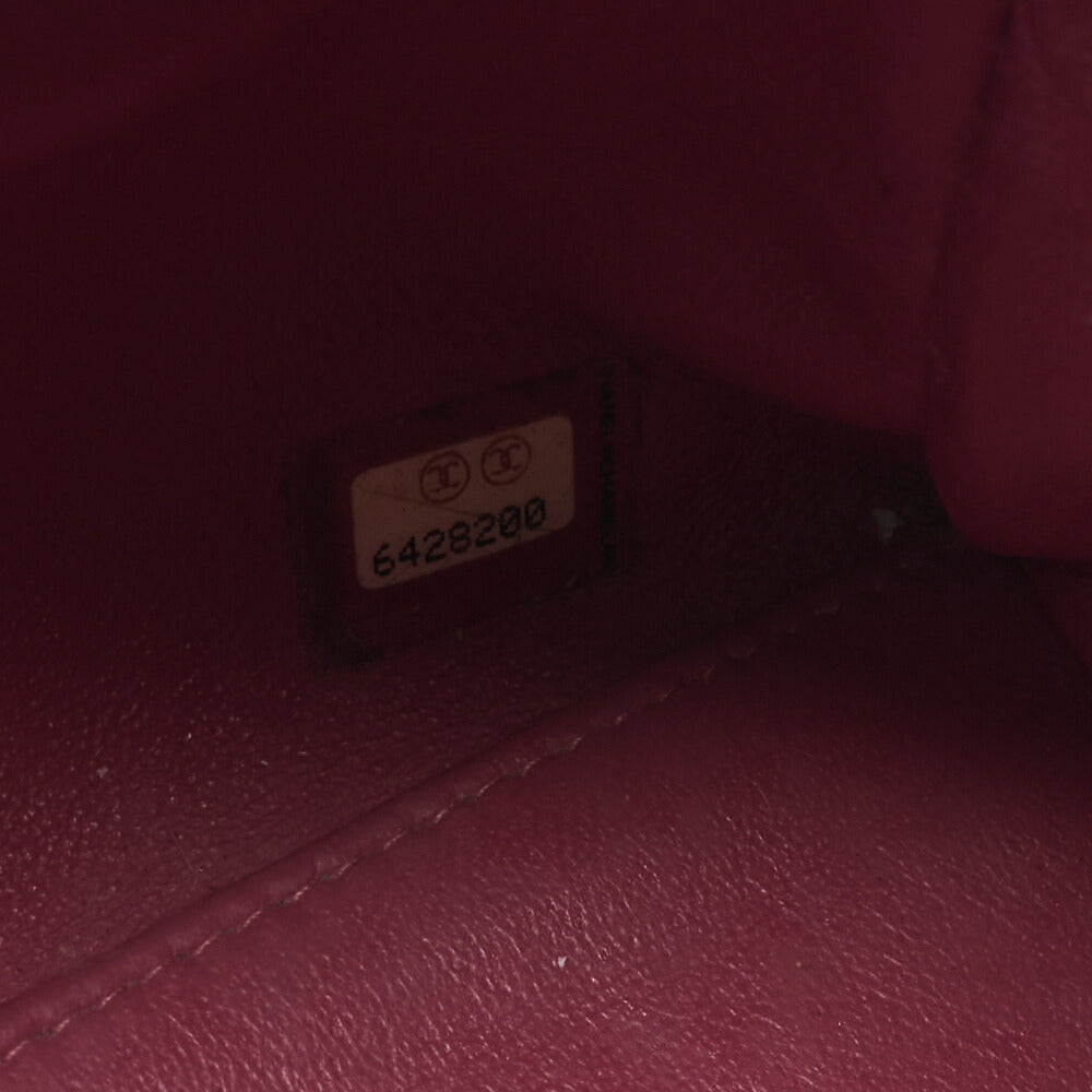 CHANEL Handbag Boston Bag Caviar Skin x Enamel Matelassé Coco Mark Rose Pink x Beige Silver-Tone Hardware, Pre-Owned