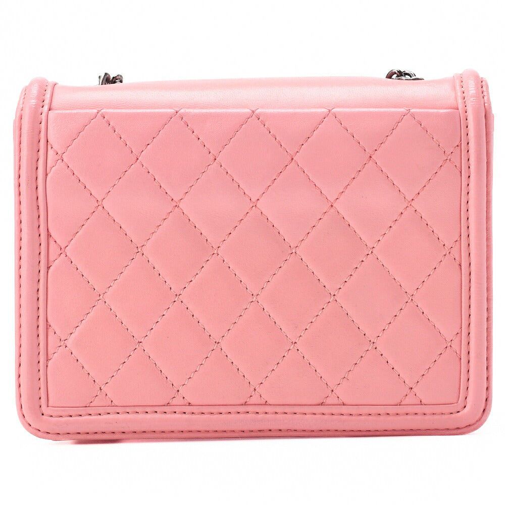 CHANEL Chain Shoulder Big Coco Push Lock Lambskin x Plastic Pink Silver-Tone Hardware, Pre-Owned