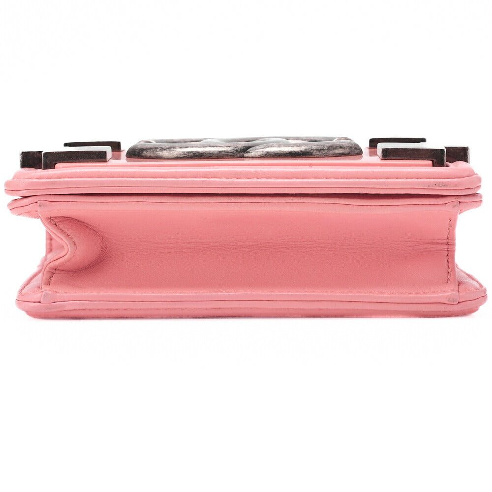 CHANEL Chain Shoulder Big Coco Push Lock Lambskin x Plastic Pink Silver-Tone Hardware, Pre-Owned