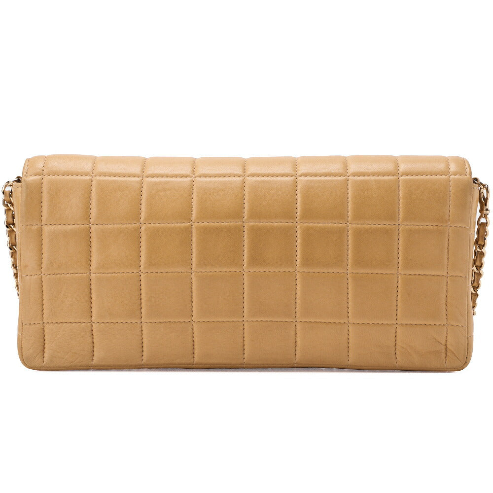 CHANEL Chocolate Bar Turnlock Chain Shoulder Lambskin Beige Gold-Tone Hardware, Pre-Owned
