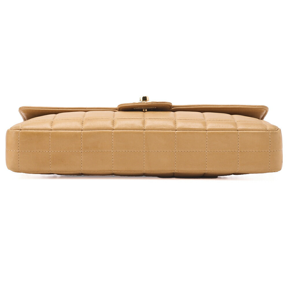 CHANEL Chocolate Bar Turnlock Chain Shoulder Lambskin Beige Gold-Tone Hardware, Pre-Owned