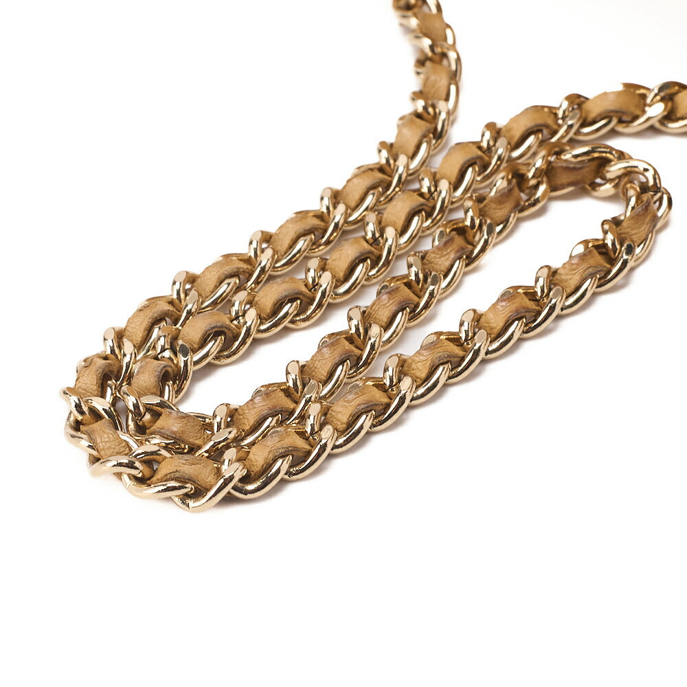 CHANEL Chocolate Bar Turnlock Chain Shoulder Lambskin Beige Gold-Tone Hardware, Pre-Owned