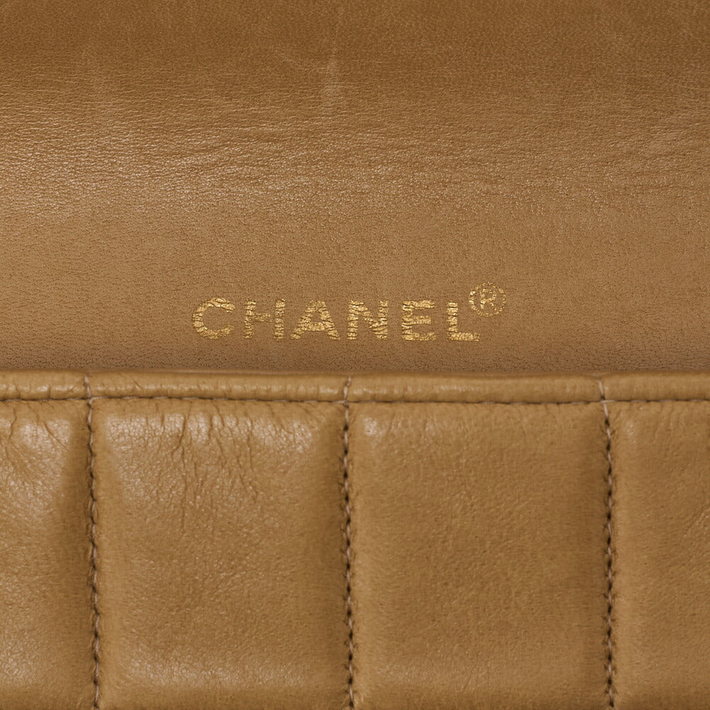 CHANEL Chocolate Bar Turnlock Chain Shoulder Lambskin Beige Gold-Tone Hardware, Pre-Owned