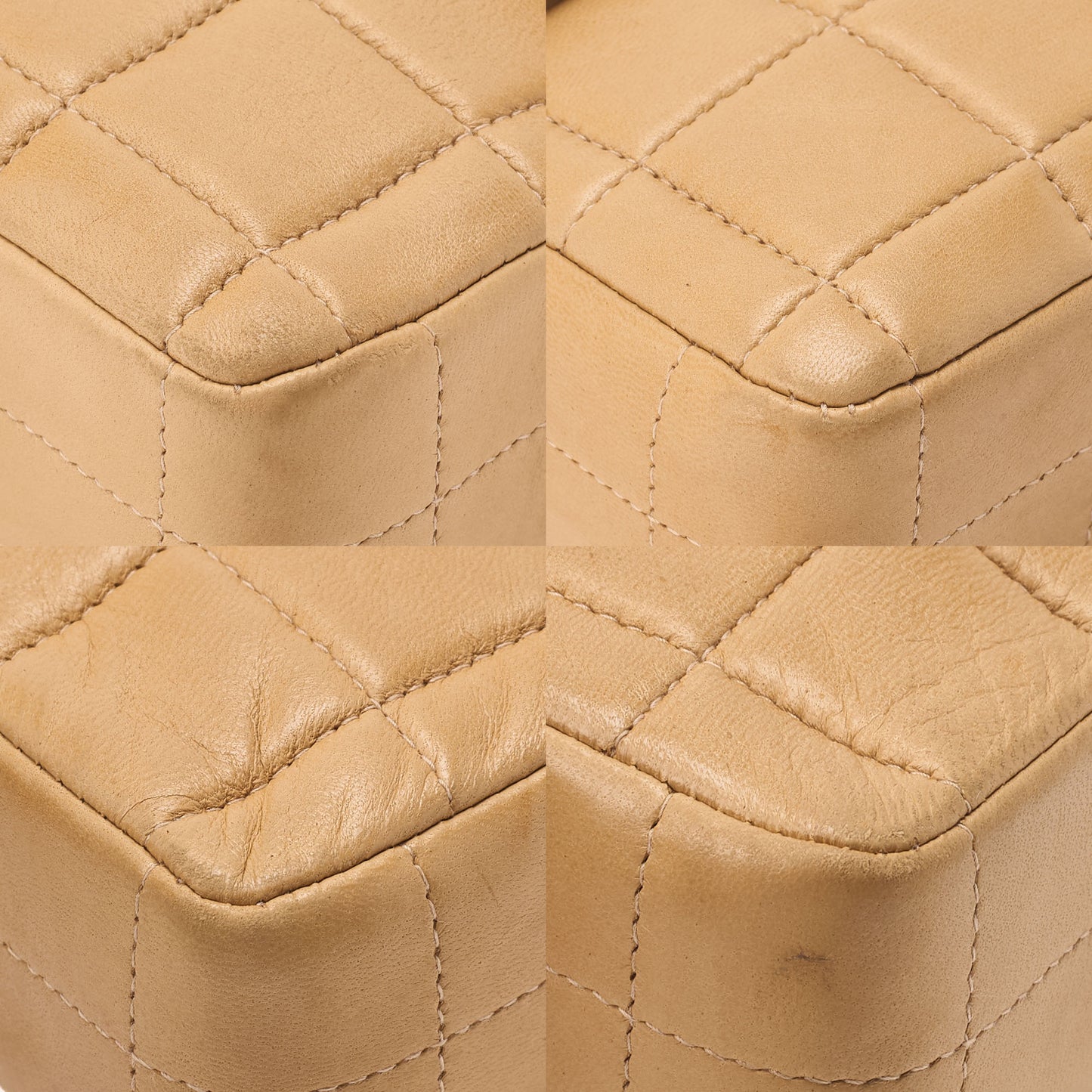 CHANEL Chocolate Bar Turnlock Chain Shoulder Lambskin Beige Gold-Tone Hardware, Pre-Owned