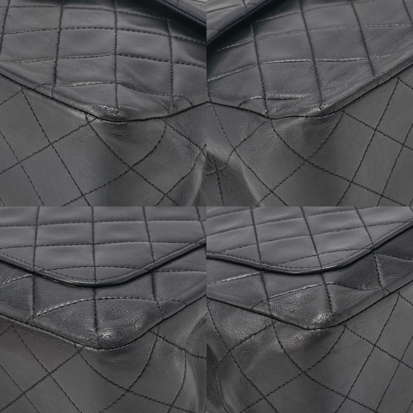 CHANEL Matelassé Double Flap Square Chain Shoulder Bag Lambskin Black Gold-Tone Hardware, Pre-Owned