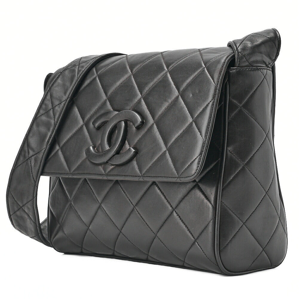 CHANEL One Shoulder Bag Matelassé Coco Mark Push Lock Black Gold-Tone Hardware, Pre-Owned