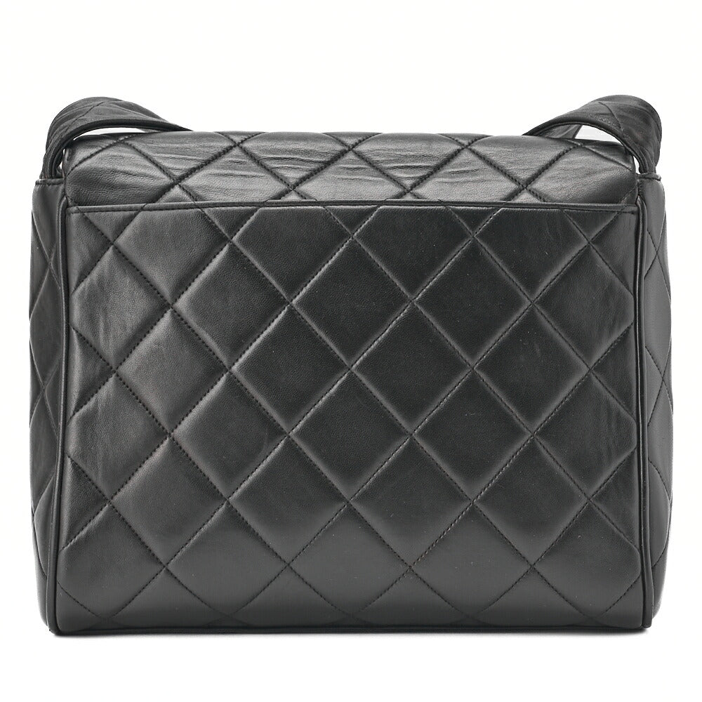 CHANEL One Shoulder Bag Matelassé Coco Mark Push Lock Black Gold-Tone Hardware, Pre-Owned