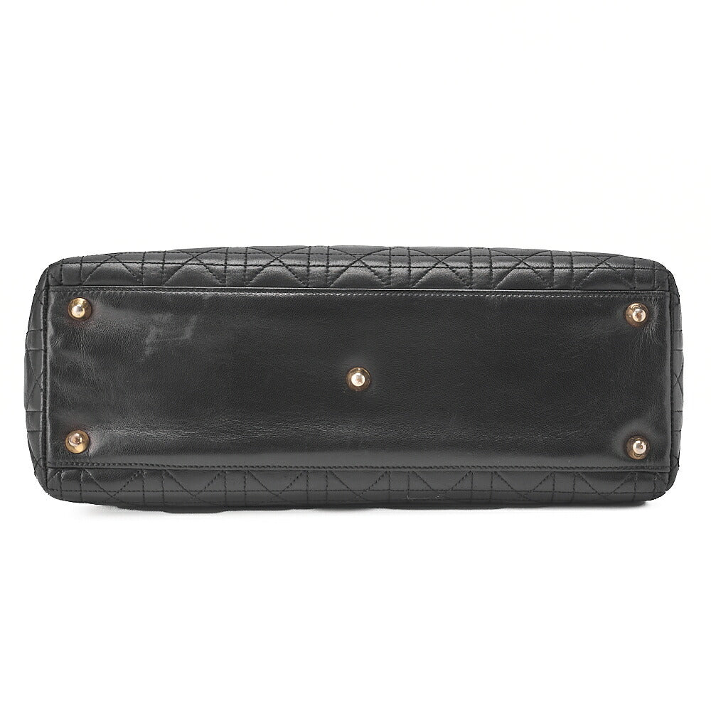 Dior Lady Dior Canage Handbag 2way Lambskin Black Large Size Gold-Tone Hardware, Pre-Owned