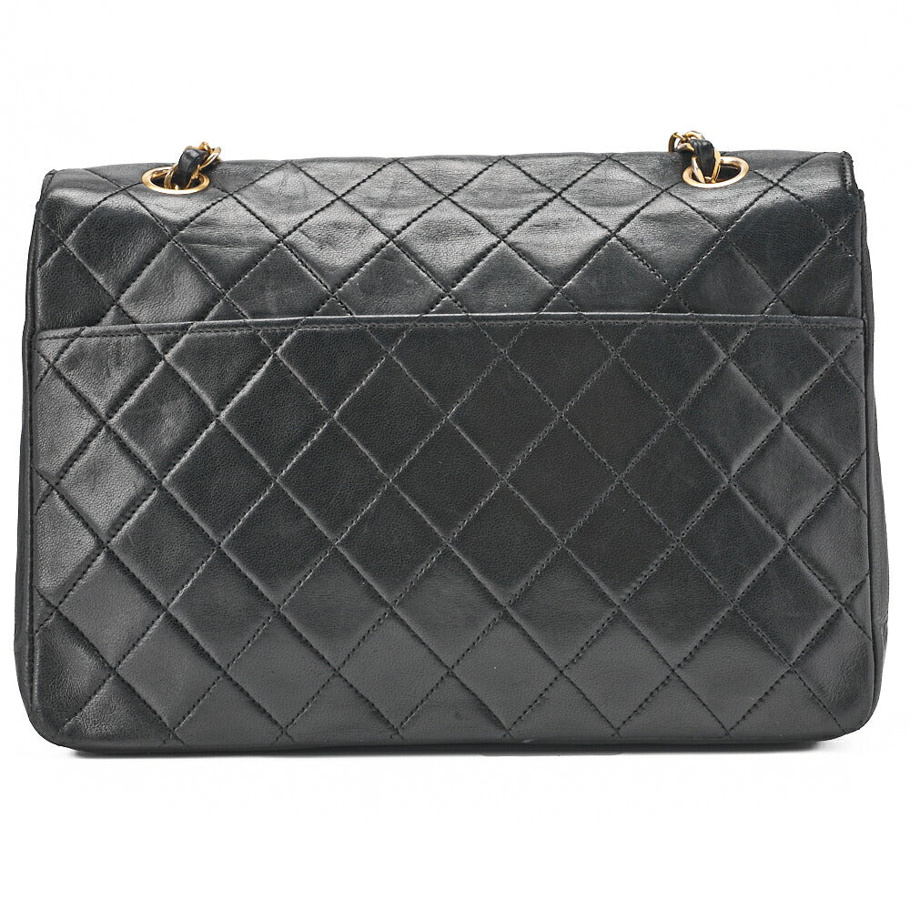 CHANEL Chain Shoulder Bag Matelassé Design Flap Lambskin Black Gold-Tone Hardware, Pre-Owned