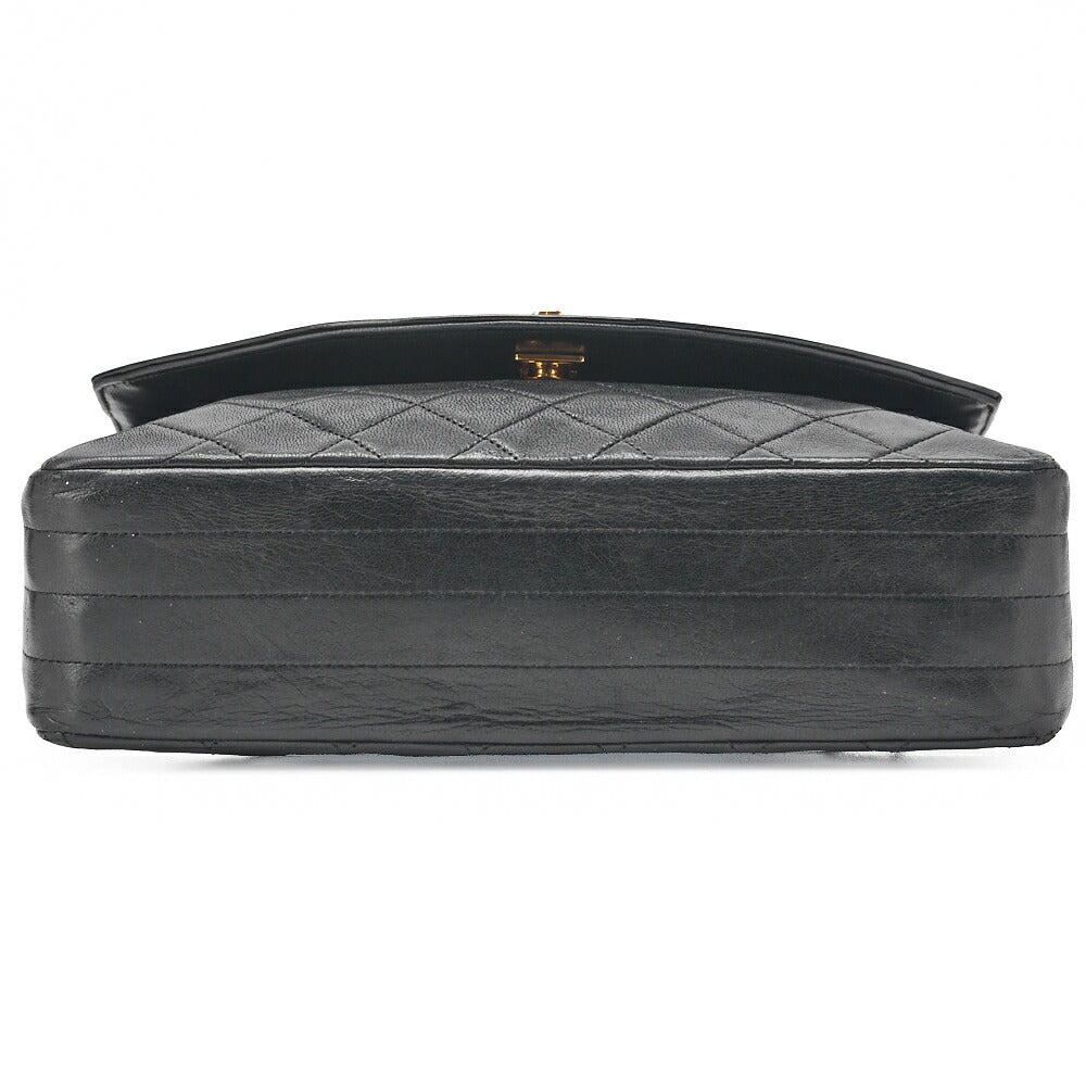 CHANEL Chain Shoulder Bag Matelassé Design Flap Lambskin Black Gold-Tone Hardware, Pre-Owned