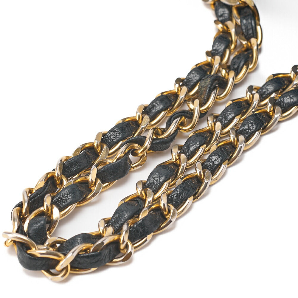 CHANEL Chain Shoulder Bag Matelassé Design Flap Lambskin Black Gold-Tone Hardware, Pre-Owned
