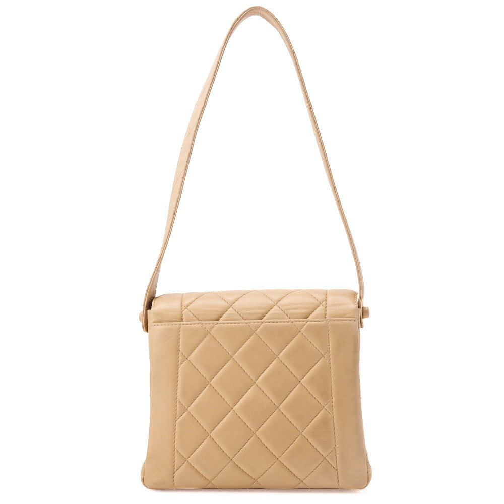 CHANEL Matelassé Diana Flap One Shoulder Bag Lambskin Beige Gold-Tone Hardware, Pre-Owned