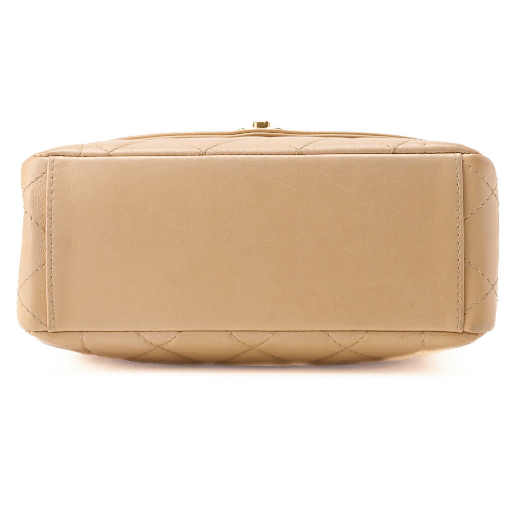 CHANEL Matelassé Diana Flap One Shoulder Bag Lambskin Beige Gold-Tone Hardware, Pre-Owned