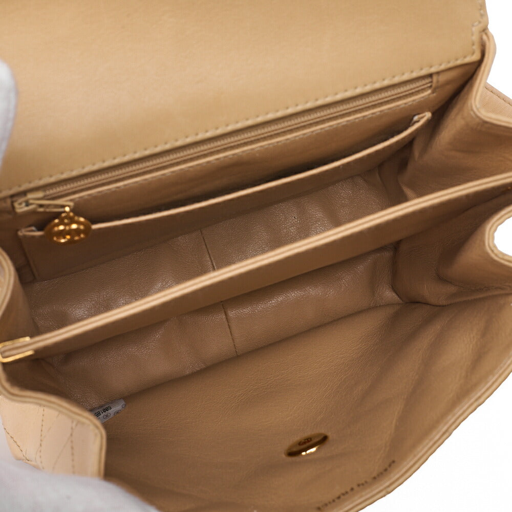 CHANEL Matelassé Diana Flap One Shoulder Bag Lambskin Beige Gold-Tone Hardware, Pre-Owned