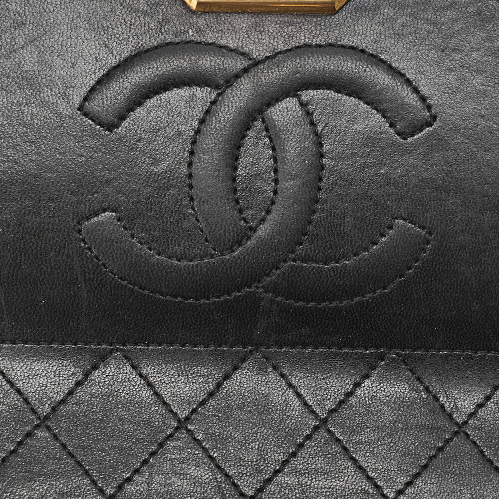 CHANEL Chain Shoulder Bag Matelassé 2.55 Turnlock Black Lambskin Gold-Tone Hardware, Pre-Owned