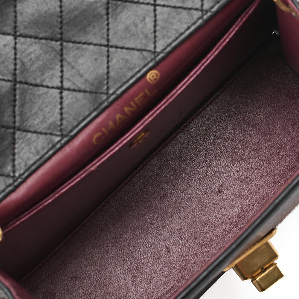 CHANEL Chain Shoulder Bag Matelassé 2.55 Turnlock Black Lambskin Gold-Tone Hardware, Pre-Owned
