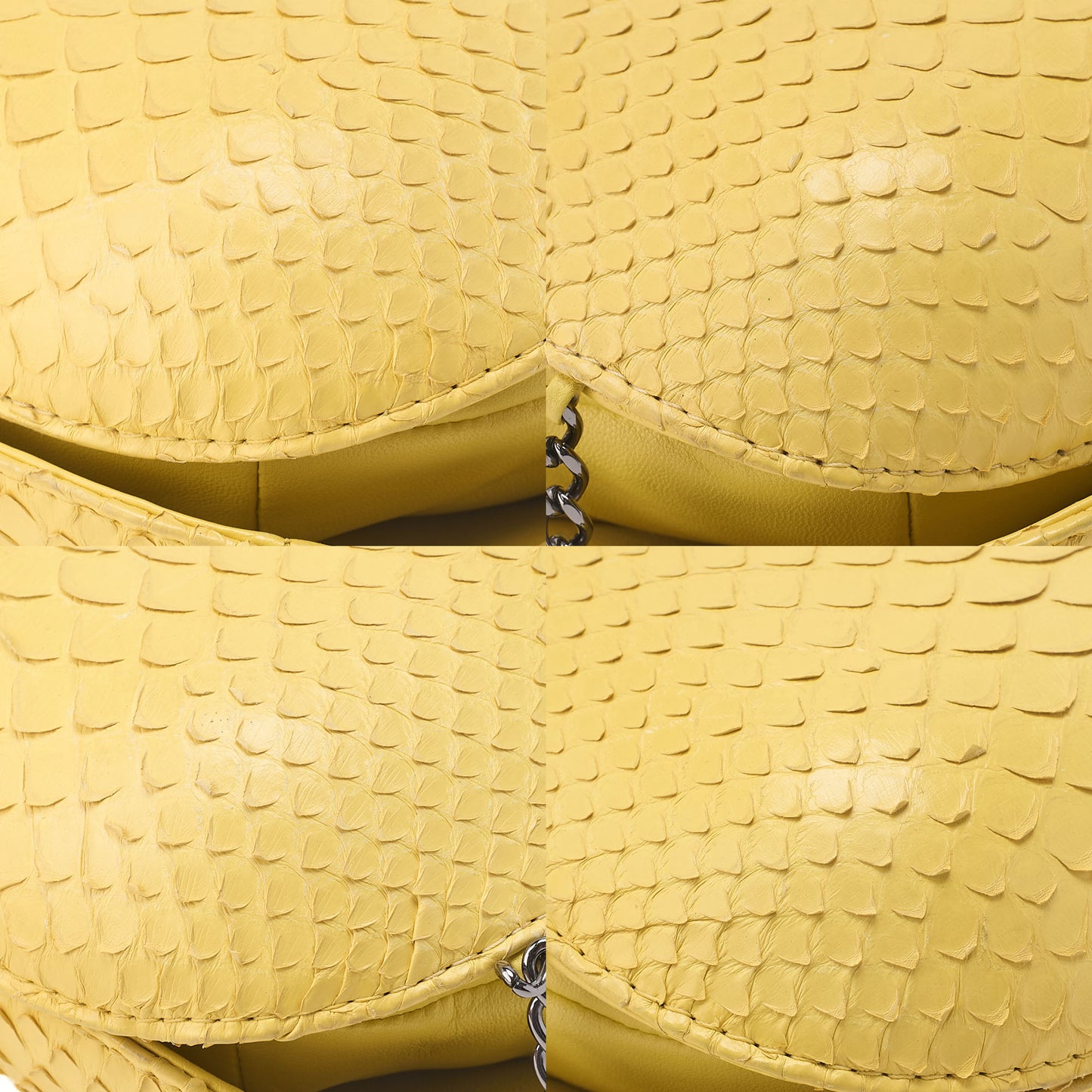 CHANEL Matelassé Drawstring Chain Shoulder Lambskin x Python Silver-Tone Hardware, Pre-Owned