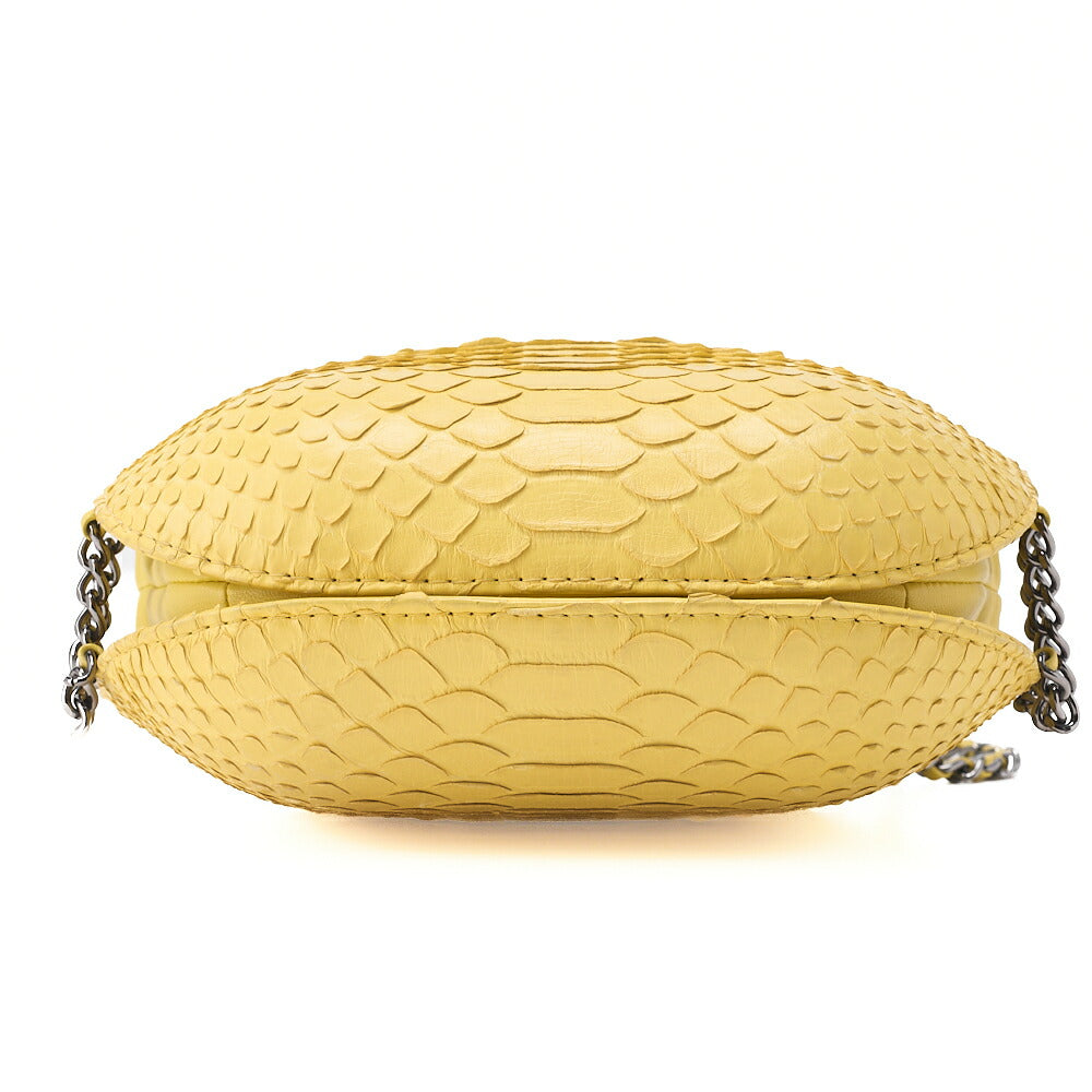 CHANEL Matelassé Drawstring Chain Shoulder Lambskin x Python Silver-Tone Hardware, Pre-Owned