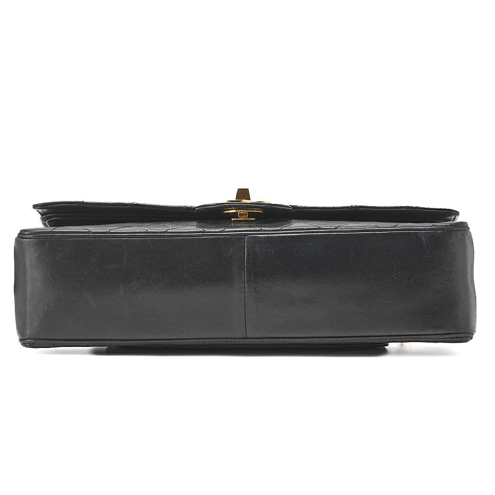 CHANEL Matelassé Turnlock Straight Flap Chain Shoulder Lambskin Black Gold-Tone Hardware, Pre-Owned
