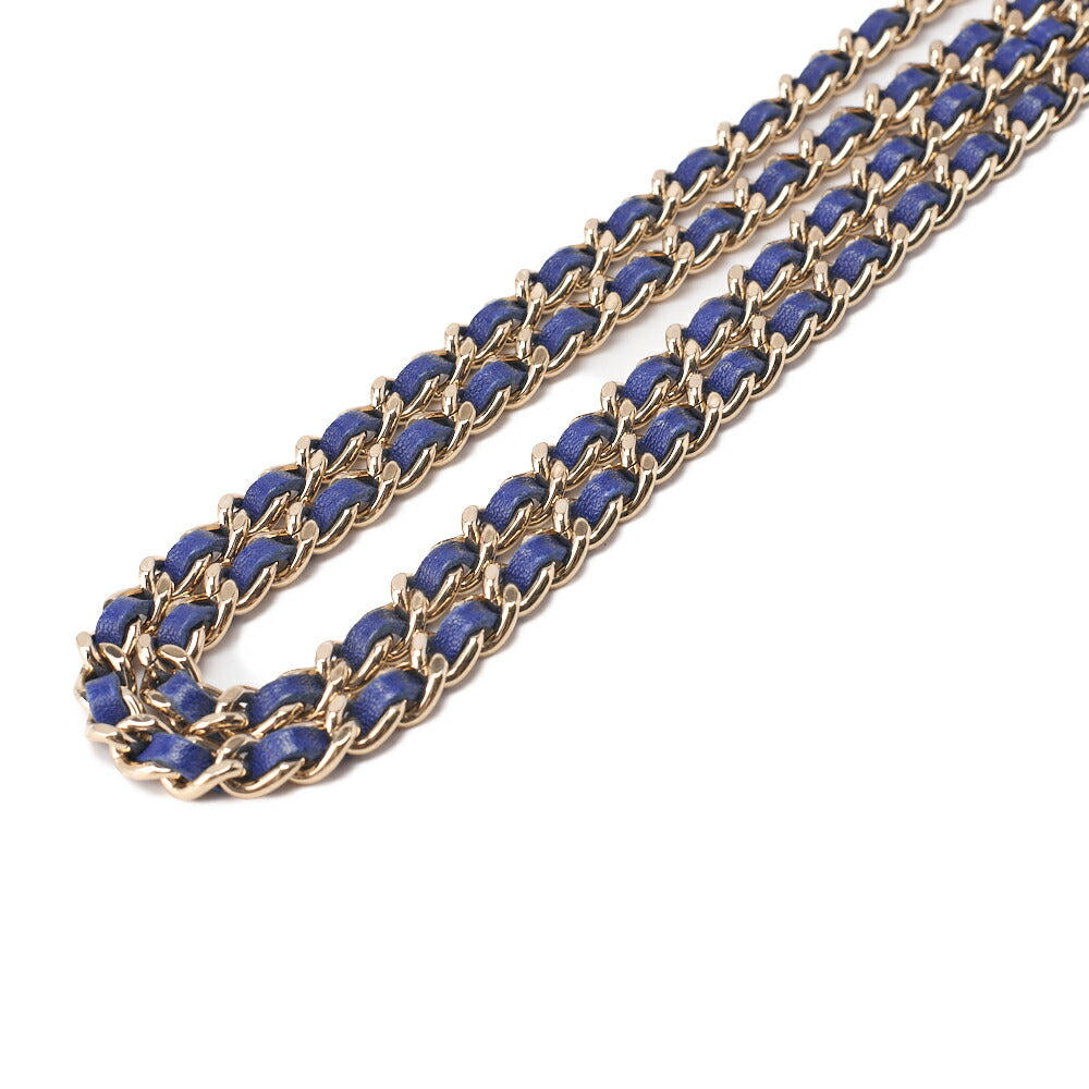 CHANEL Chain Wallet Matelassé V-Stitch Lambskin Navy Gold-Tone Hardware, Pre-Owned
