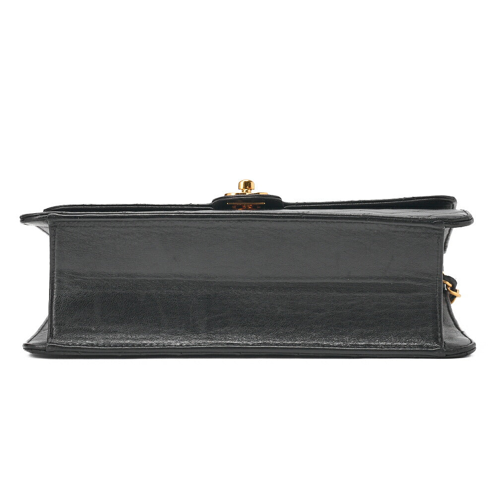 CHANEL Matelassé Push Lock Turnlock Chain Shoulder Lambskin Black Gold-Tone Hardware, Pre-Owned