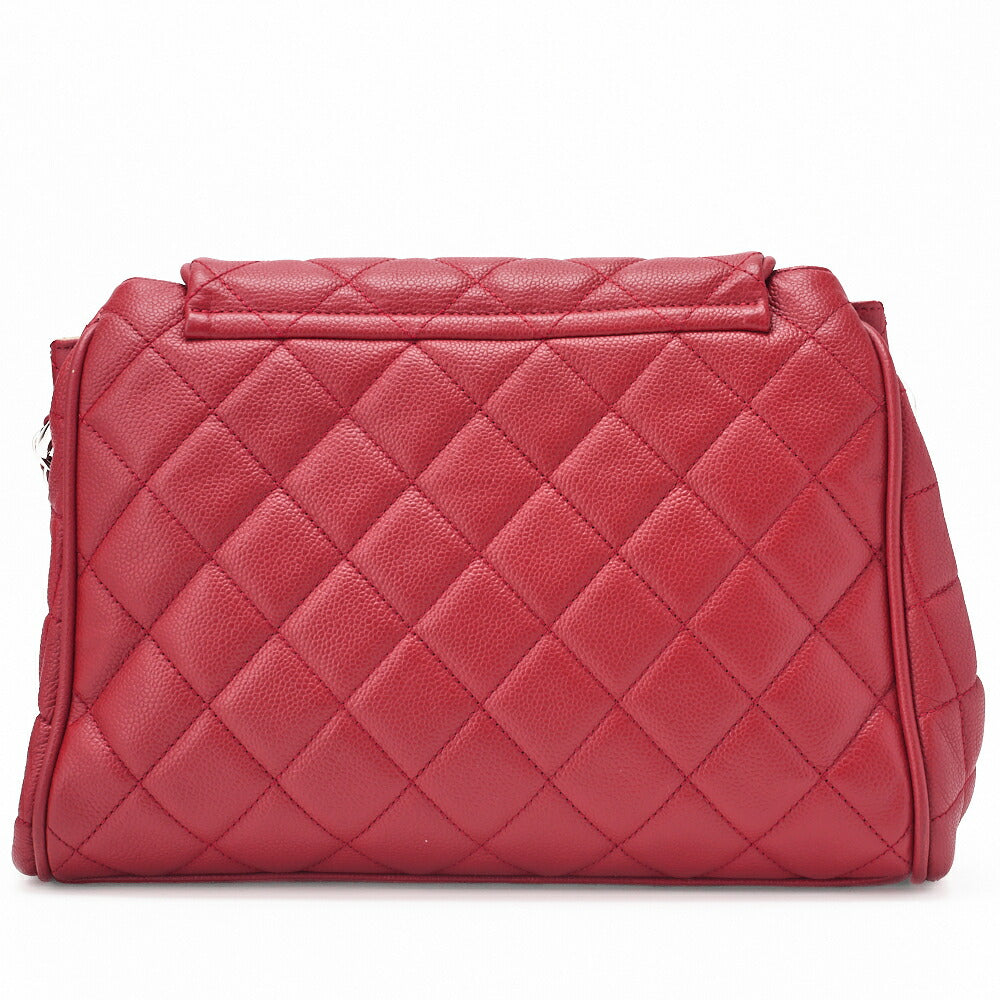 CHANEL Matelassé Coco Mark Chain Shoulder Bag Caviar Skin Red Silver-Tone Hardware, Pre-Owned