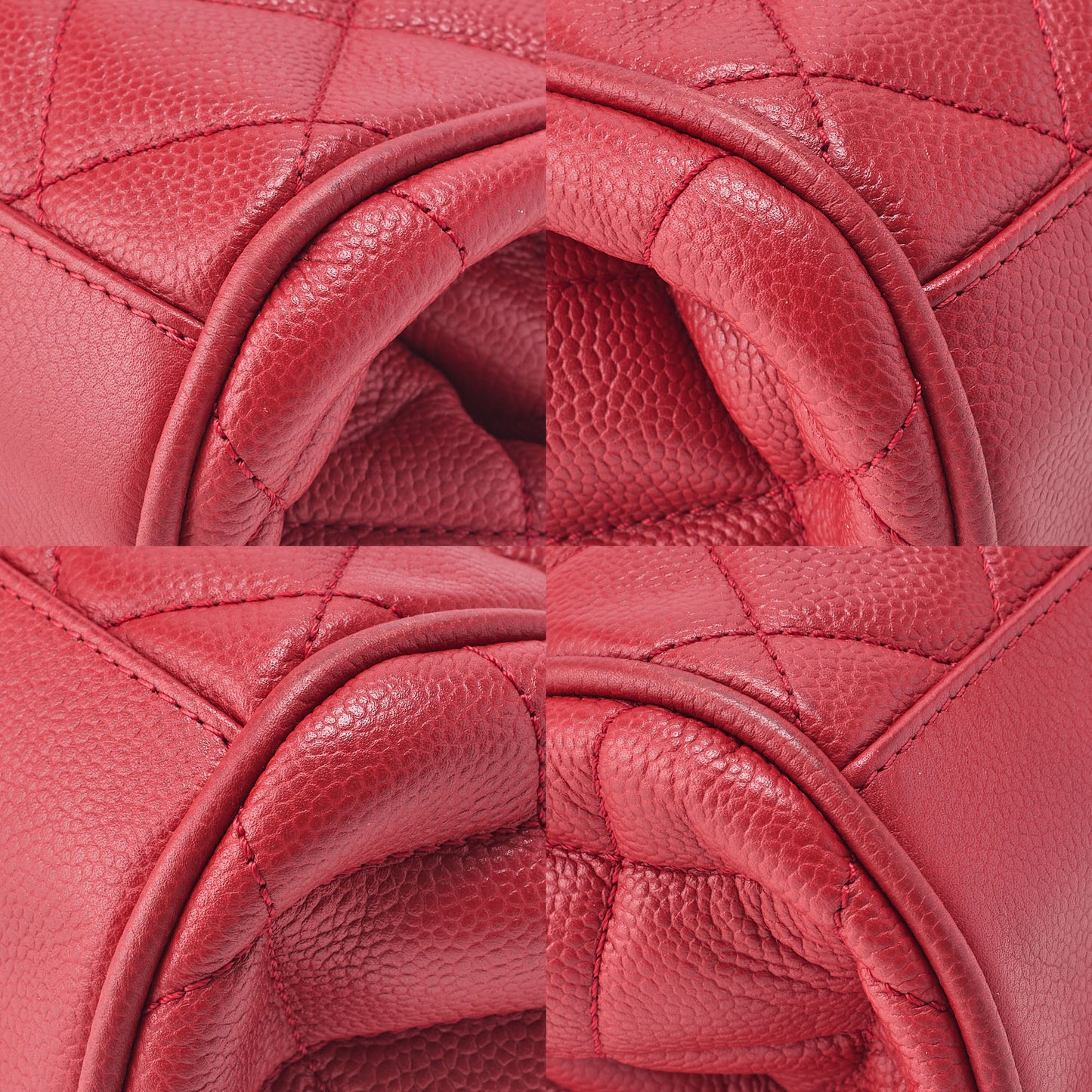 CHANEL Matelassé Coco Mark Chain Shoulder Bag Caviar Skin Red Silver-Tone Hardware, Pre-Owned
