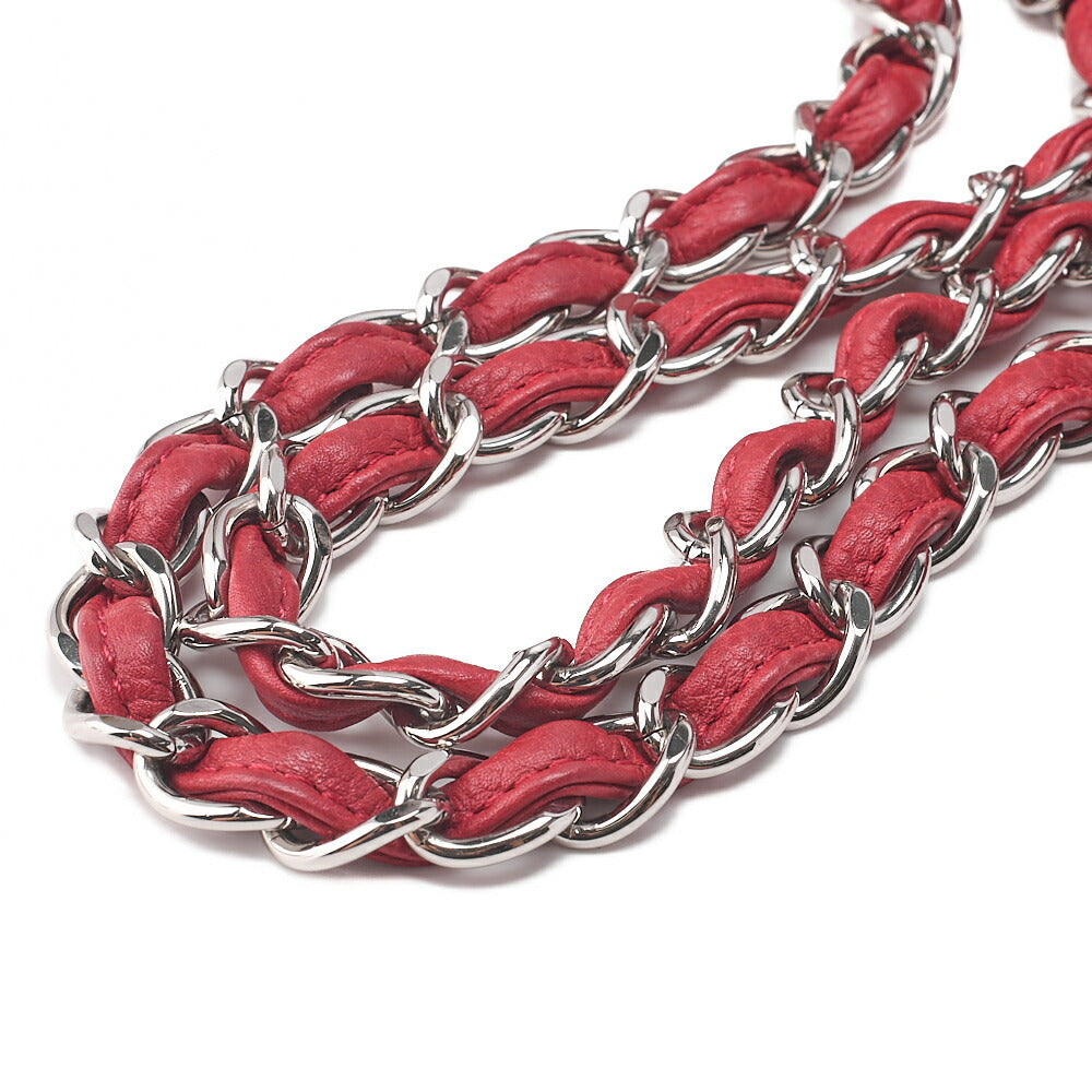 CHANEL Matelassé Coco Mark Chain Shoulder Bag Caviar Skin Red Silver-Tone Hardware, Pre-Owned