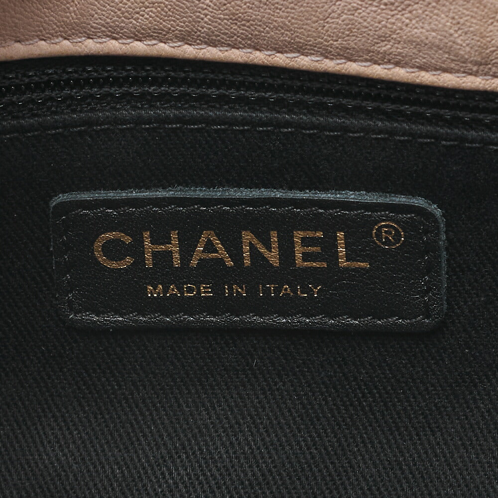 CHANEL Shoulder Bag Calfskin V-Stitch Beige Turnlock Single Flap Gold-Tone Hardware, Pre-Owned