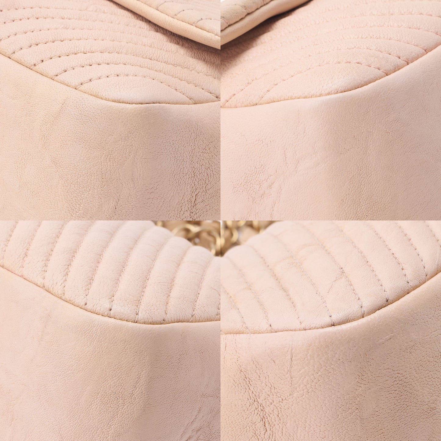 CHANEL Shoulder Bag Calfskin V-Stitch Beige Turnlock Single Flap Gold-Tone Hardware, Pre-Owned