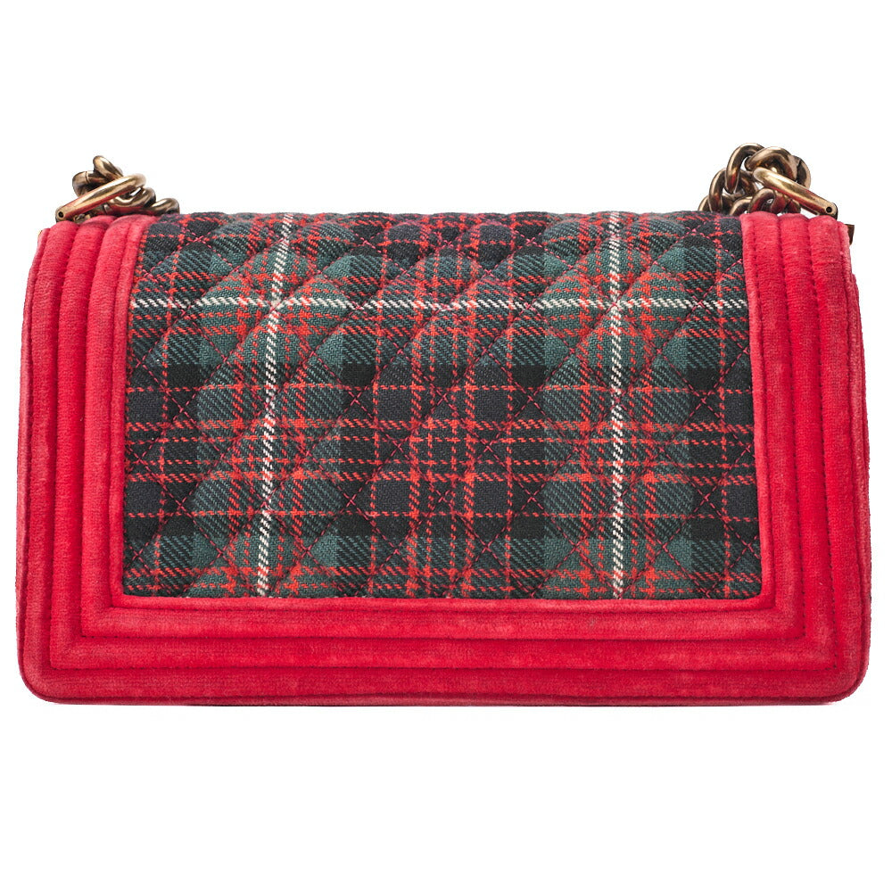 CHANEL Boy Chanel Matelassé Chain Shoulder Cotton x Pelore Red x Multicolor Gold-Tone Hardware, Pre-Owned