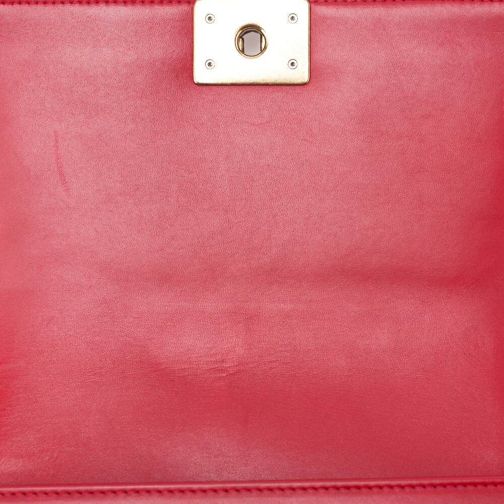 CHANEL Boy Chanel Matelassé Chain Shoulder Cotton x Pelore Red x Multicolor Gold-Tone Hardware, Pre-Owned
