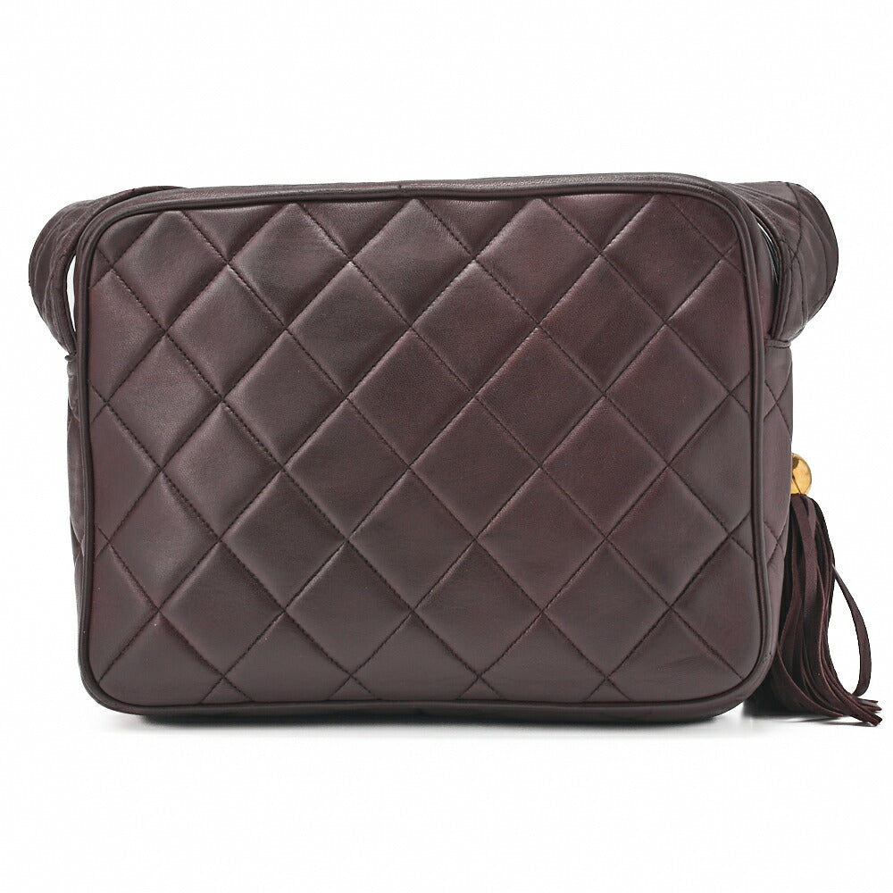 CHANEL One Shoulder Bag Matelassé Coco Mark Fringe Brown Gold-Tone Hardware, Pre-Owned