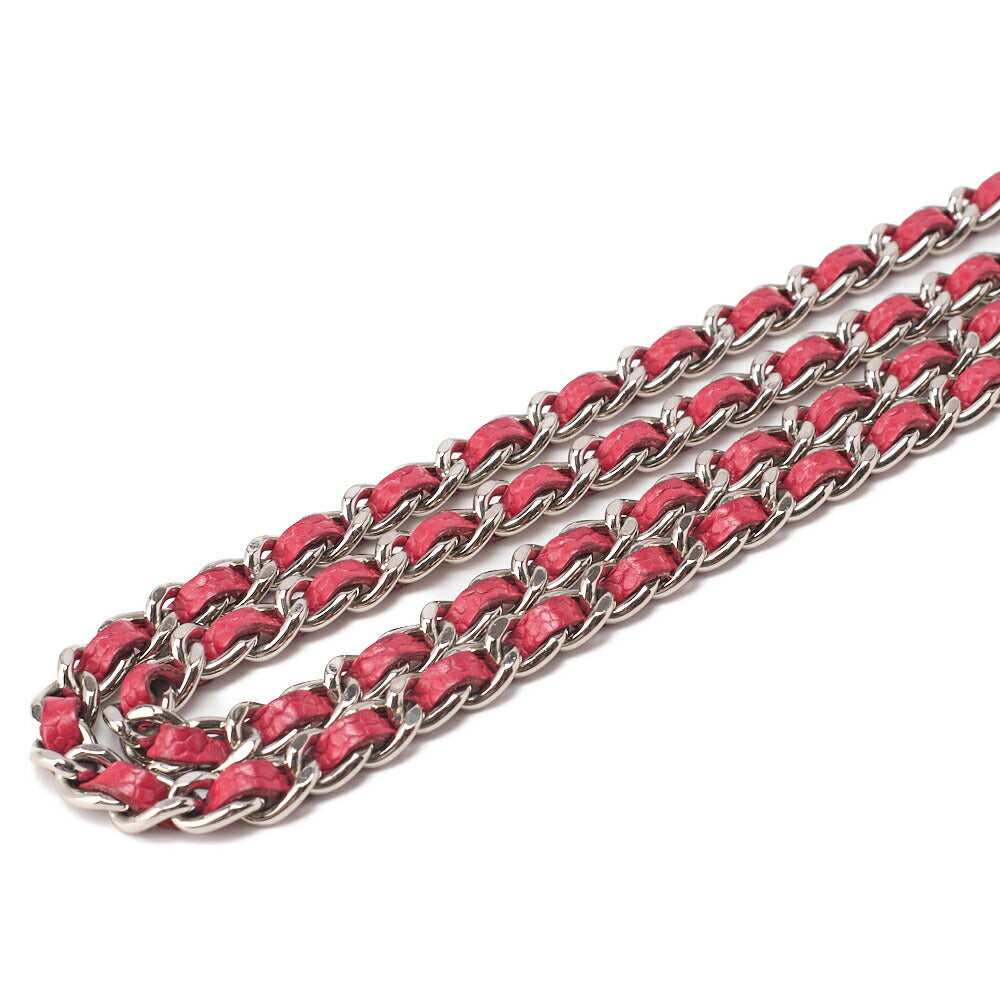 CHANEL Shoulder Bag Chain Wallet Caviar Skin Rose Pink Silver-Tone Hardware, Pre-Owned