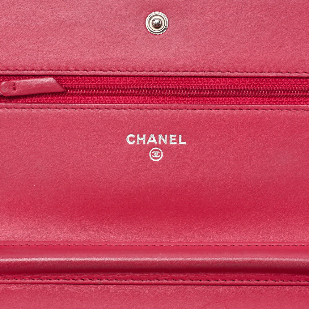 CHANEL Shoulder Bag Chain Wallet Caviar Skin Rose Pink Silver-Tone Hardware, Pre-Owned