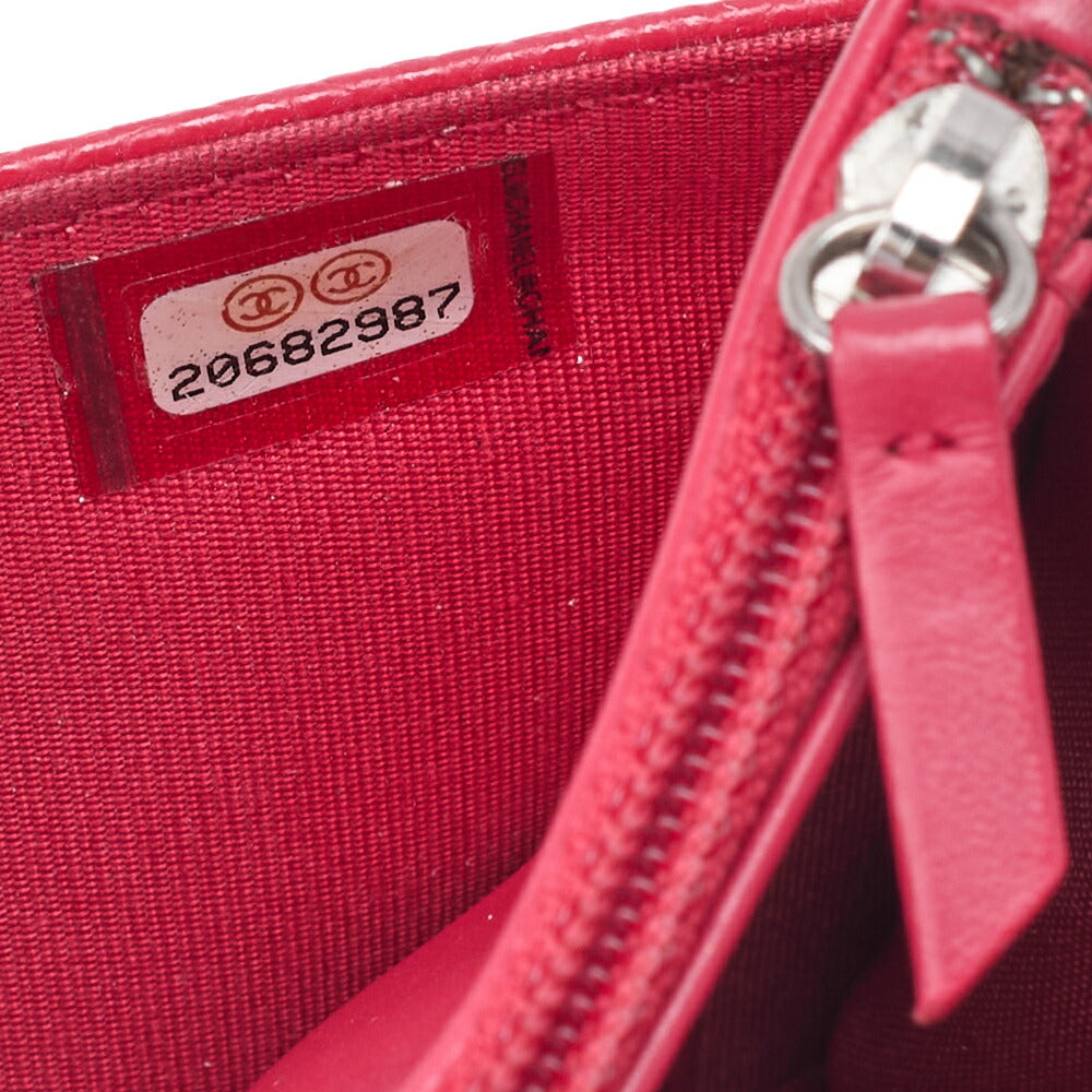 CHANEL Shoulder Bag Chain Wallet Caviar Skin Rose Pink Silver-Tone Hardware, Pre-Owned