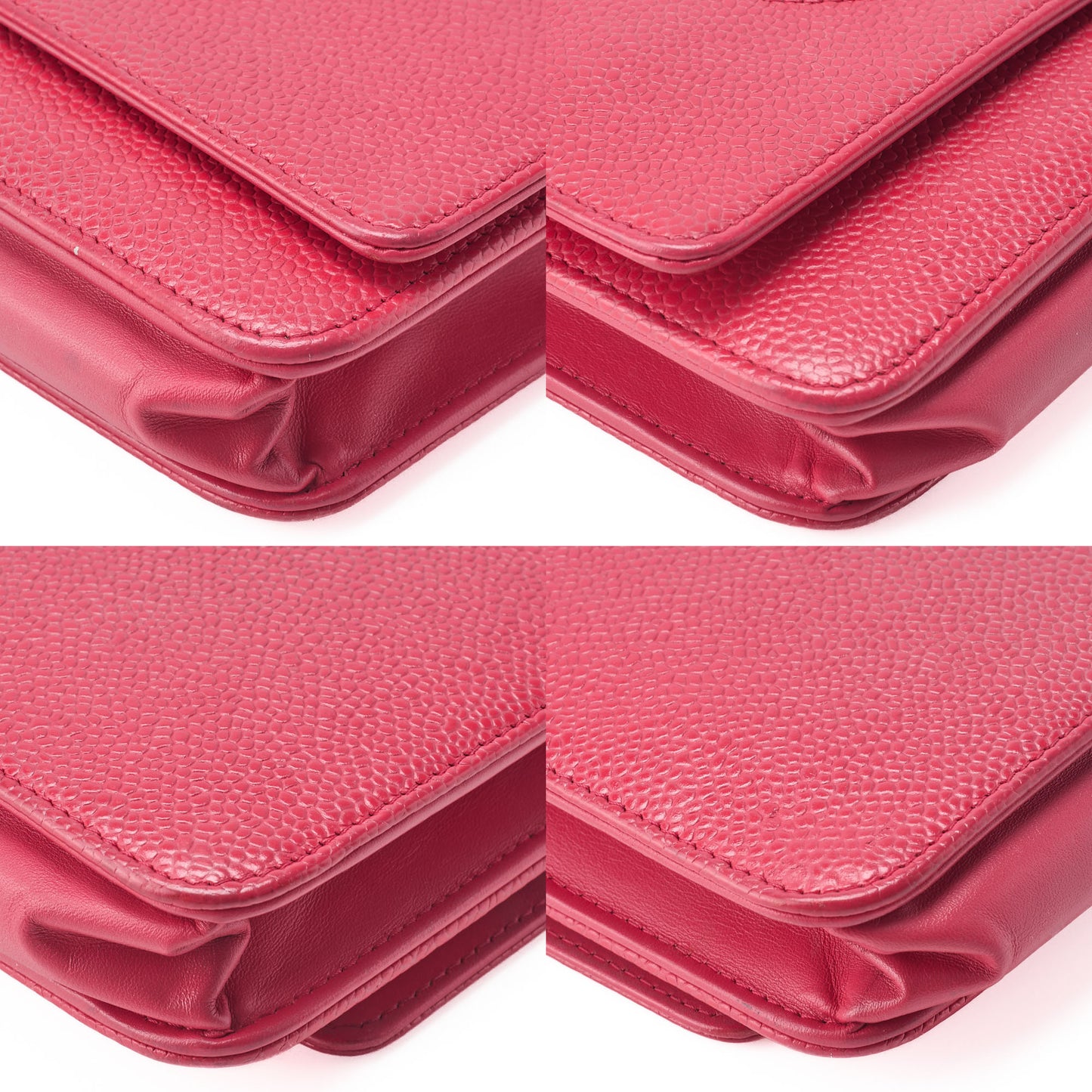 CHANEL Shoulder Bag Chain Wallet Caviar Skin Rose Pink Silver-Tone Hardware, Pre-Owned