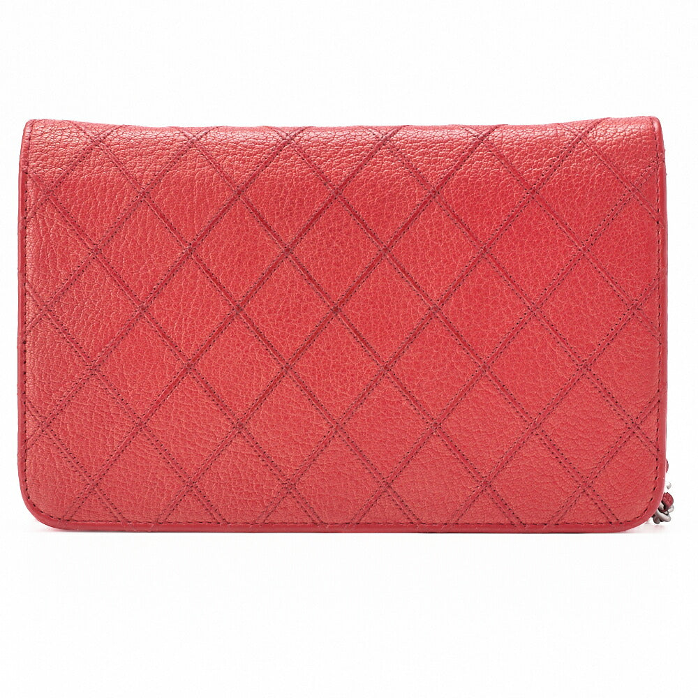 CHANEL Bicolore Matelassé Chain Wallet Calfskin Red Silver-Tone Hardware, Pre-Owned