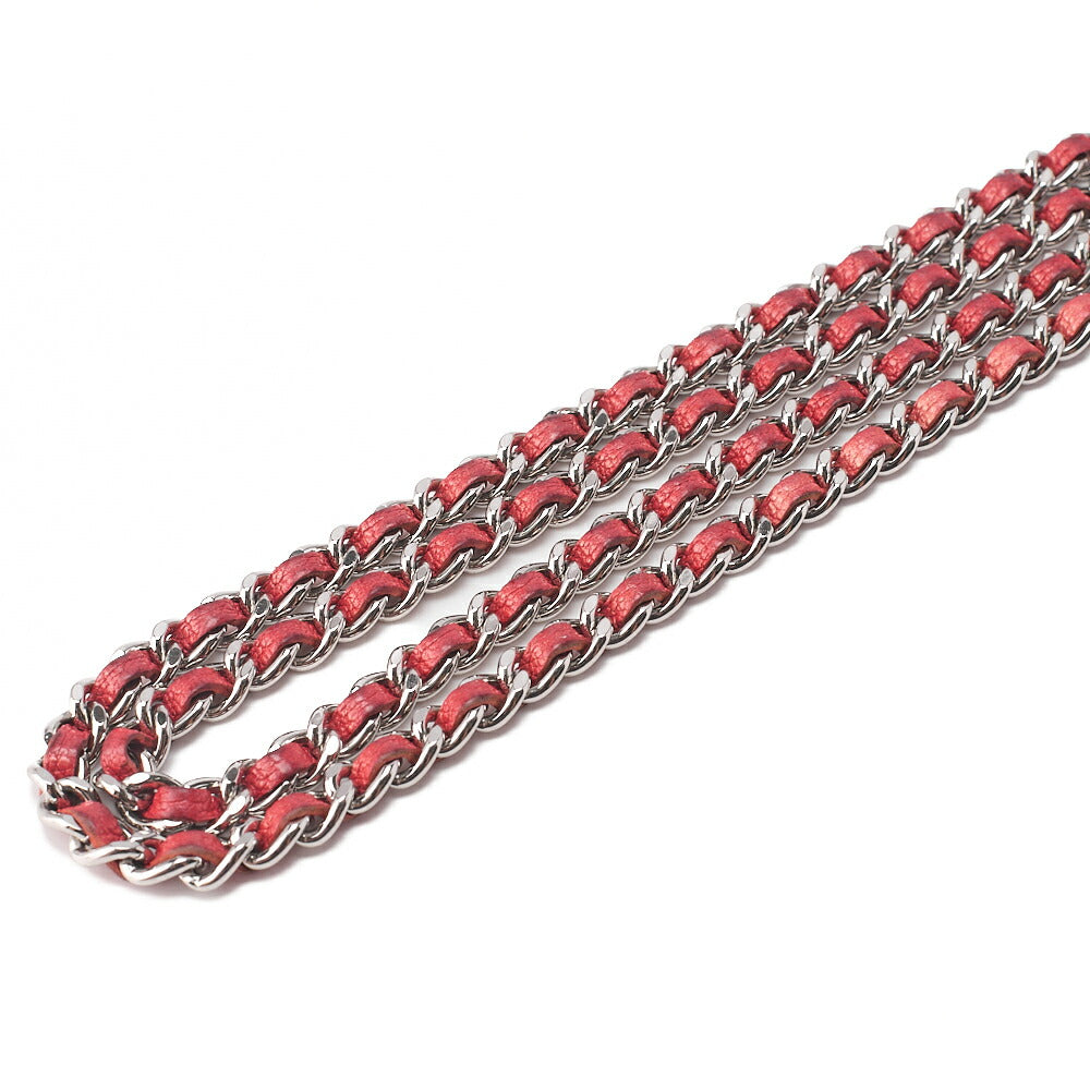 CHANEL Bicolore Matelassé Chain Wallet Calfskin Red Silver-Tone Hardware, Pre-Owned