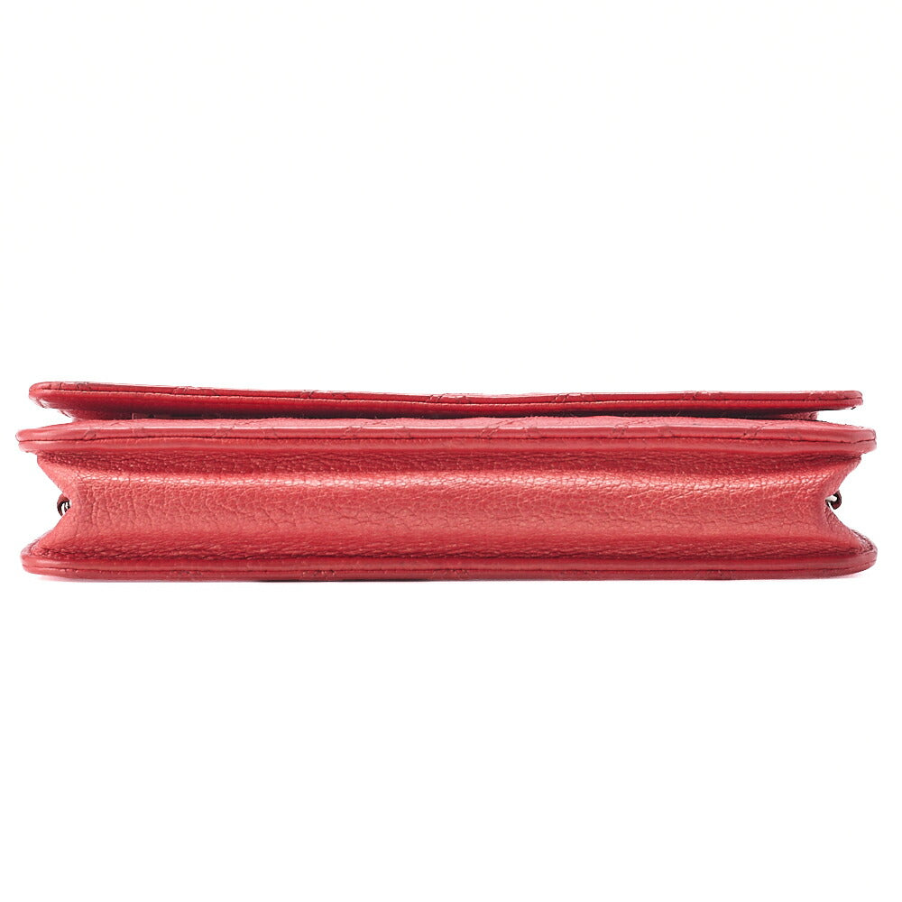 CHANEL Bicolore Matelassé Chain Wallet Calfskin Red Silver-Tone Hardware, Pre-Owned