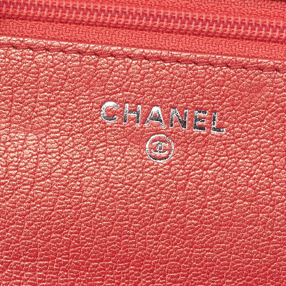 CHANEL Bicolore Matelassé Chain Wallet Calfskin Red Silver-Tone Hardware, Pre-Owned