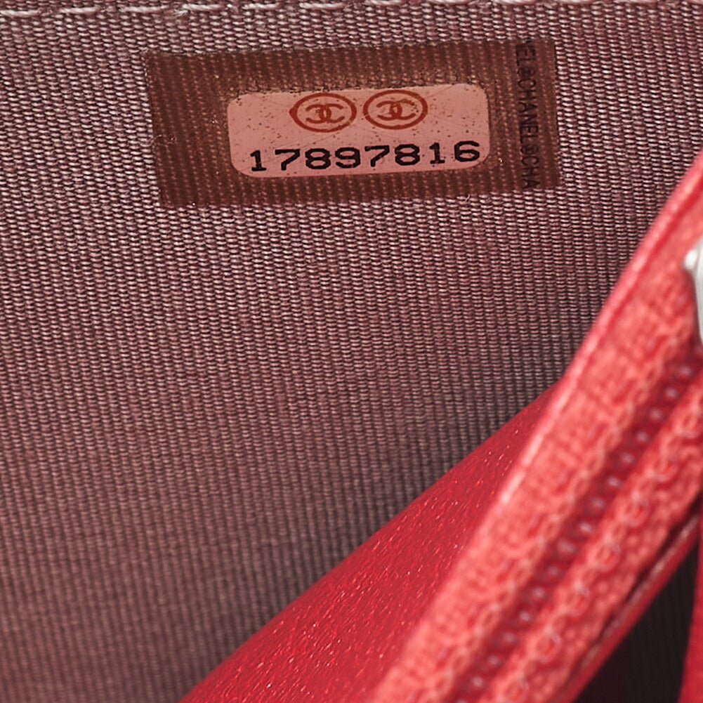 CHANEL Bicolore Matelassé Chain Wallet Calfskin Red Silver-Tone Hardware, Pre-Owned