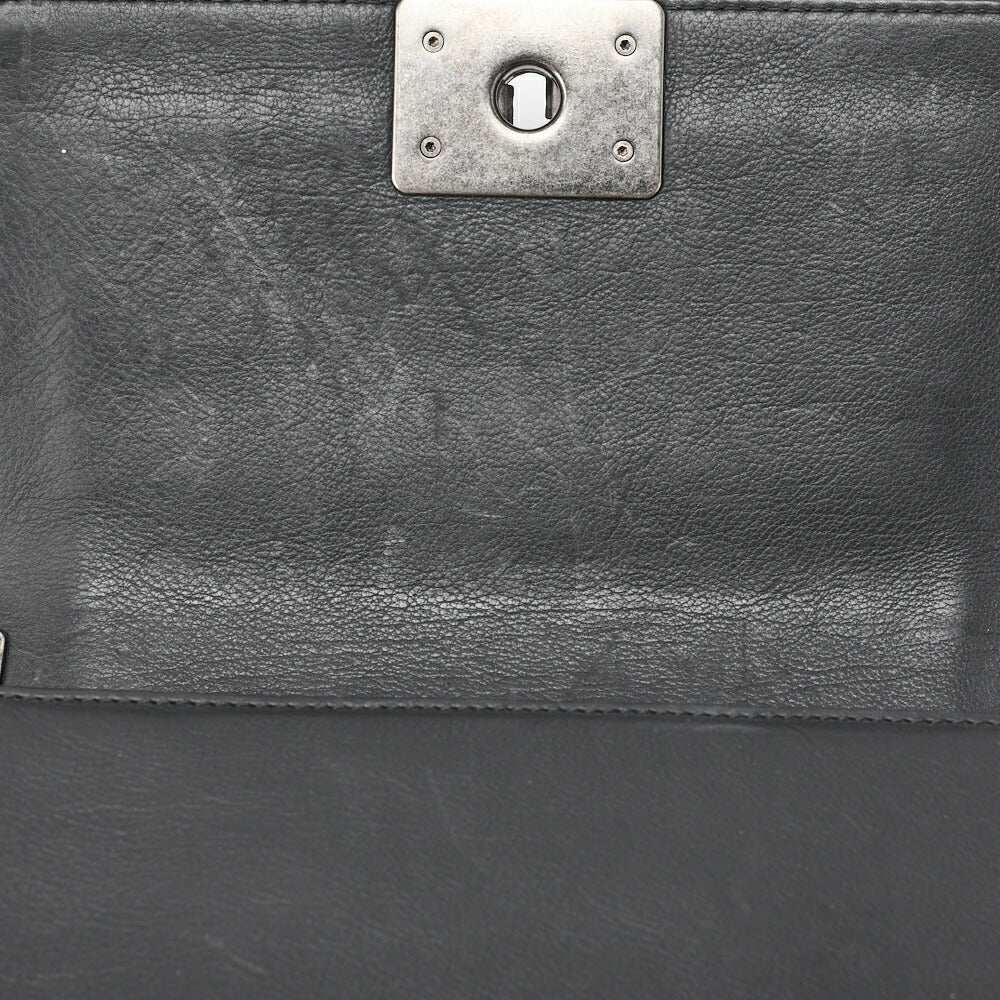 CHANEL Boy Chanel Diamond Stitch Chain Shoulder Calfskin Black Mini Size Silver-Tone Hardware, Pre-Owned